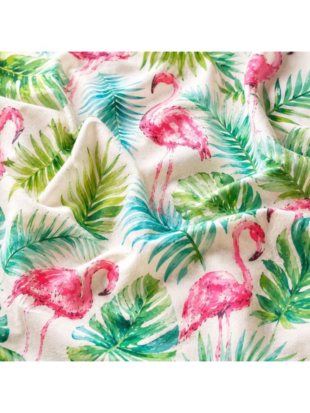 Flamingo Tropical Palm Leaf Tablecloth 60x104 Oblong Linen Feel Coastal Beach